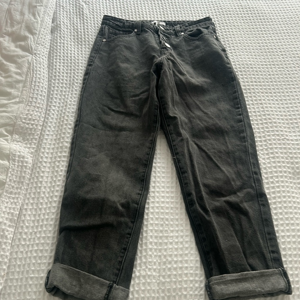 Black straight leg jeans
